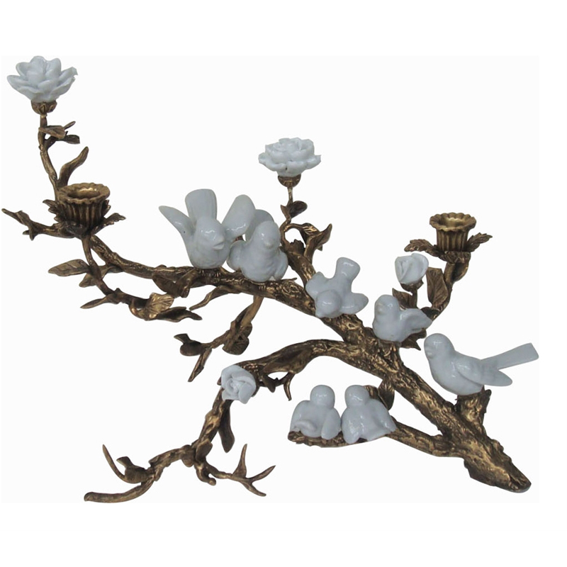 Подсвечник Bronze Branch Candlestick Белый Бронза в Брянске | Loft Concept 