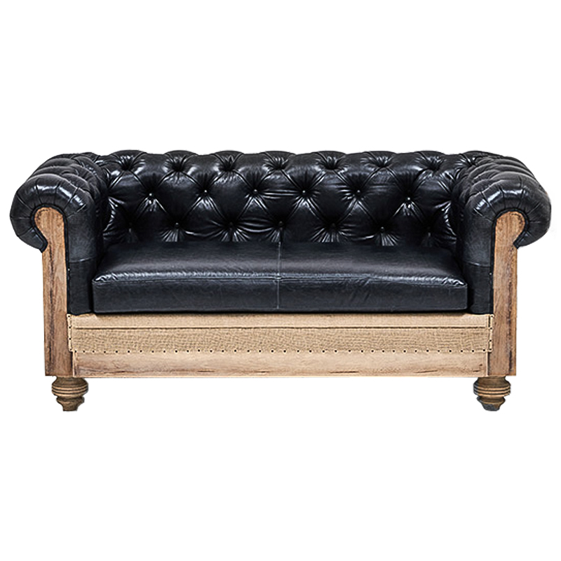 Диван Deconstructed Chesterfield Sofa double Black leather Черный Коричневый Диван Deconstructed Chesterfield Sofa double Black leather Черный Коричневый в Брянске | Loft Concept