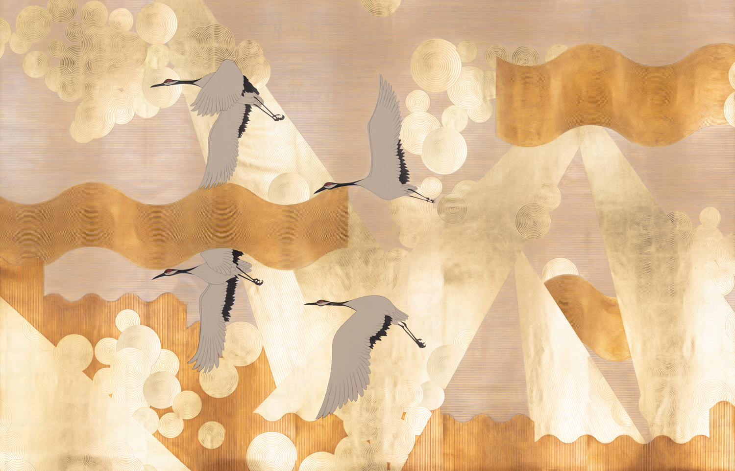 Обои ручная роспись Namban Colourway SC-244 on Deep Rich Gold gilded paper Обои ручная роспись Namban Colourway SC-244 on Deep Rich Gold gilded paper - постер Loft-Concept в Брянске
