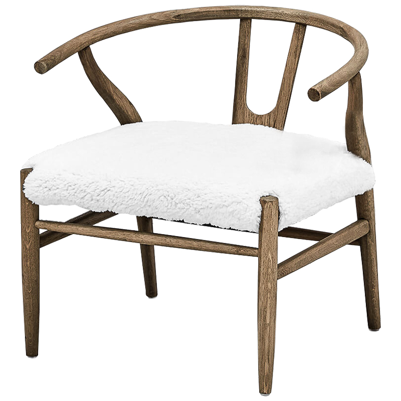 Стул Wishbone Faux Fur Stool Коричневый Белый Стул Wishbone Faux Fur Stool Коричневый Белый в Брянске | Loft Concept