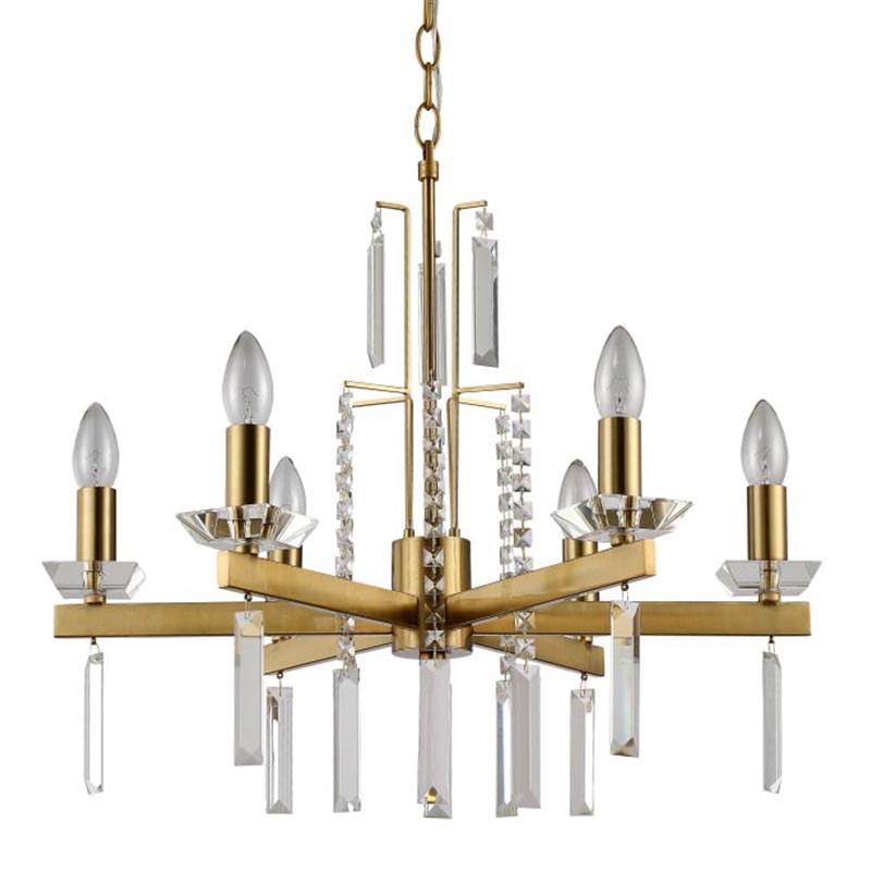 Люстра Vivien Crystal Brass Chandelier 6 Латунь Серый Люстра Vivien Crystal Brass Chandelier 6 Латунь Серый в Брянске | Loft Concept