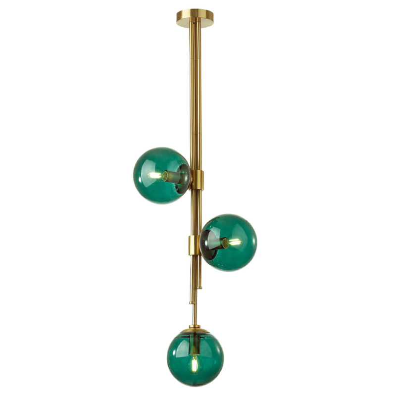 Светильник TRILOGY Ceiling Light Turquoise glass 100 Латунь Изумрудный Светильник TRILOGY Ceiling Light Turquoise glass 100 Латунь Изумрудный в Брянске | Loft Concept