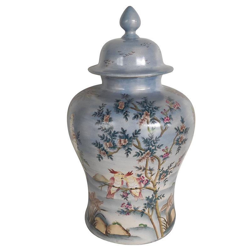 Ваза с крышкой Blue Vase Parrots Светло-голубой Мульти Ваза с крышкой Blue Vase Parrots Светло-голубой Мульти в Брянске | Loft Concept