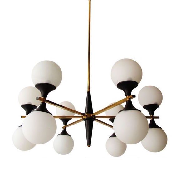 Люстра Ball Valley Arredoluce Chandelier Белый Латунь Черный Люстра Ball Valley Arredoluce Chandelier Белый Латунь Черный в Брянске | Loft Concept
