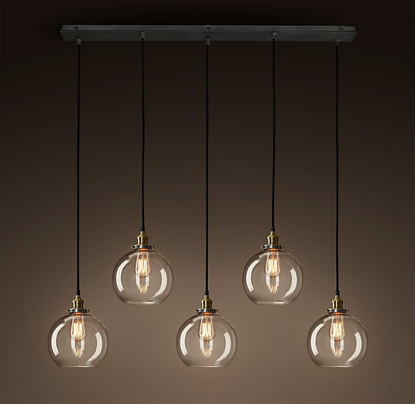 Подвесной светильник Loft Clear Glass Sphere Cloche 5 Черный в Брянске | Loft Concept 
