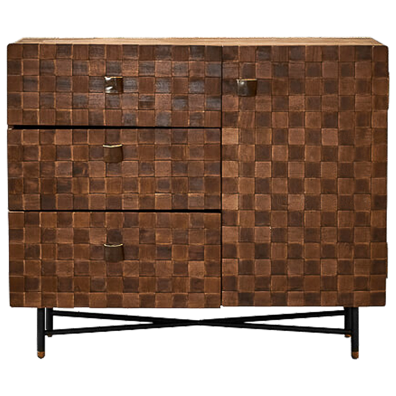Комод в стиле Лофт Cells Wood Commode Коричневый Черный в Брянске | Loft Concept 