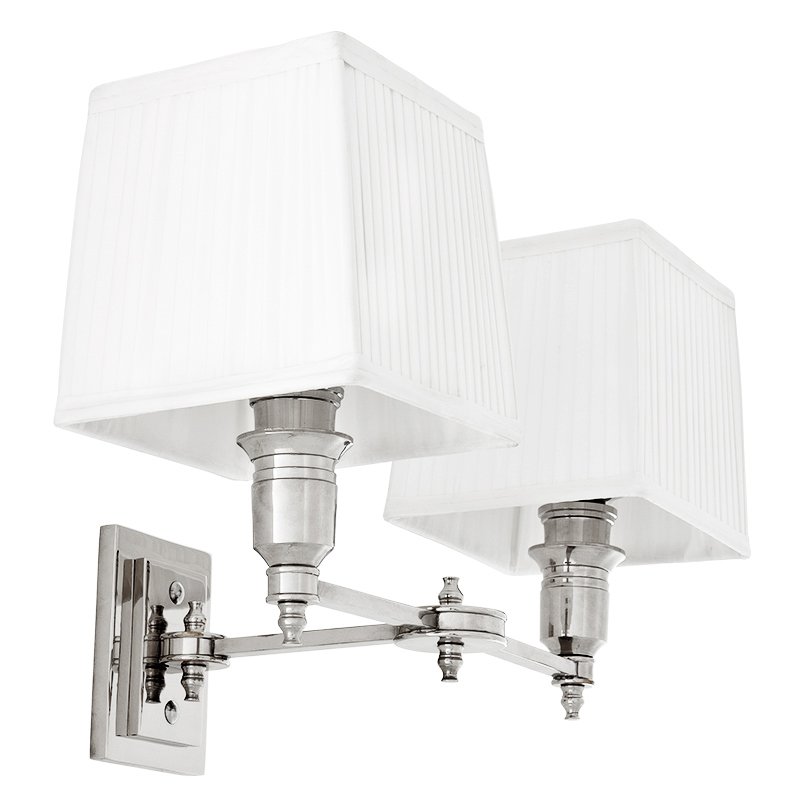 Бра Wall Lamp Lexington Double Nickel+White Никель Белый Бра Wall Lamp Lexington Double Nickel+White Никель Белый в Брянске | Loft Concept