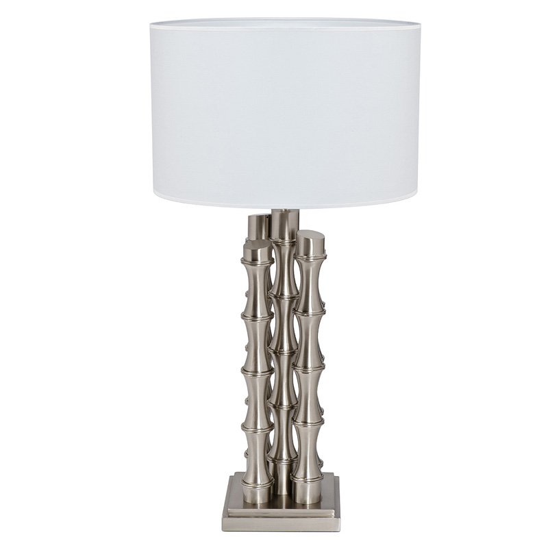 Настольная лампа с Белым Абажуром Damian Nickel Table Lamp Никель Сатин Белый Настольная лампа с Белым Абажуром Damian Nickel Table Lamp Никель Сатин Белый в Брянске | Loft Concept
