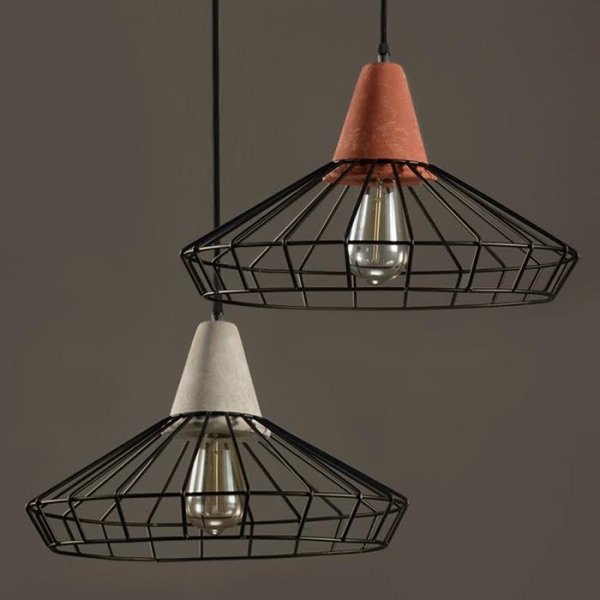 Подвесной светильник Cement Droplight Pendant Light pyramid Серый Красный Черный Подвесной светильник Cement Droplight Pendant Light pyramid Серый Красный Черный в Брянске | Loft Concept