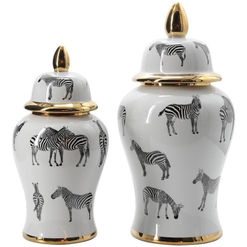 Ваза White Vase Zebra Черный Белый Золотой Ваза White Vase Zebra Черный Белый Золотой в Брянске | Loft Concept