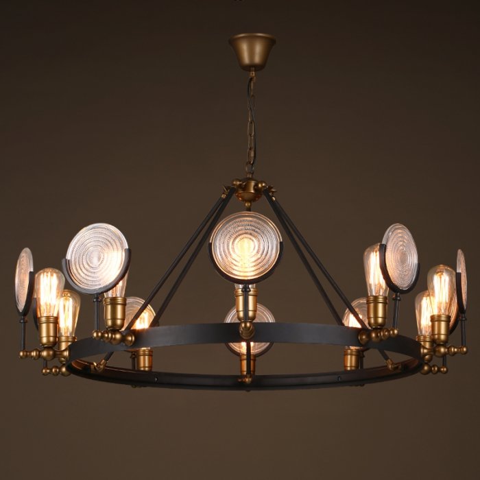 Люстра GASLIGHT LENS Chandelier 10 Черный Люстра GASLIGHT LENS Chandelier 10 Черный в Брянске | Loft Concept
