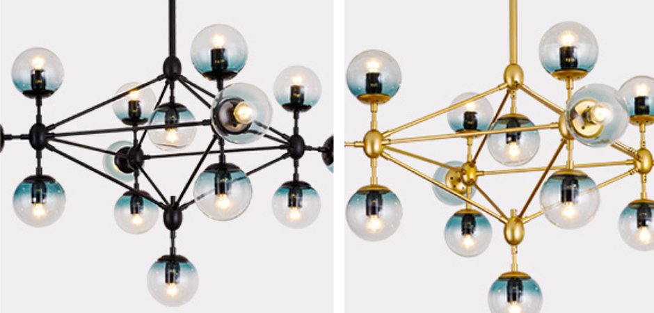Люстра Modo Chandelier Globes Blue Ambre Gold Люстра Modo Chandelier Globes Blue Ambre Gold - Loft-Concept в Брянске