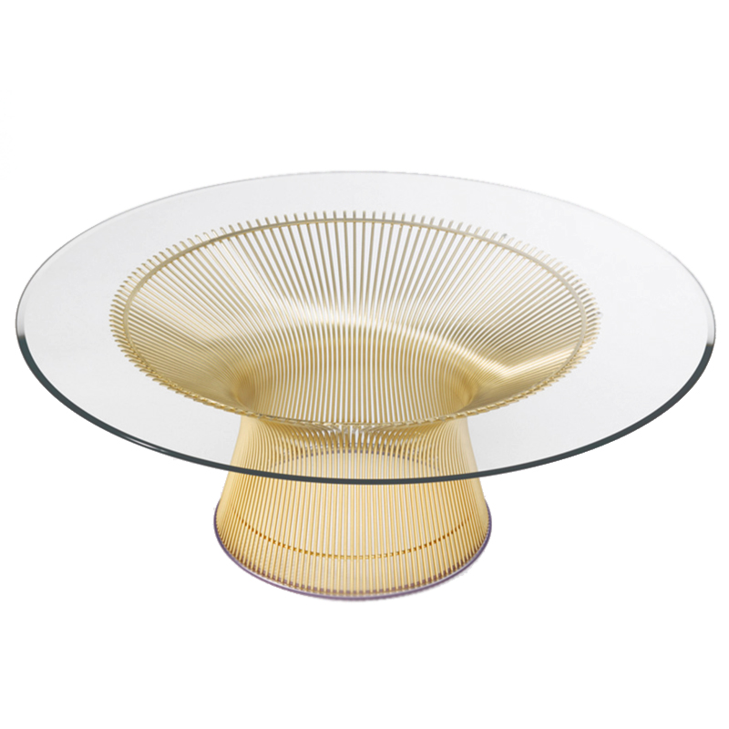 Стол Platner Coffee Gold Глянцевое золото Прозрачное Стекло Стол Platner Coffee Gold Глянцевое золото Прозрачное Стекло в Брянске | Loft Concept