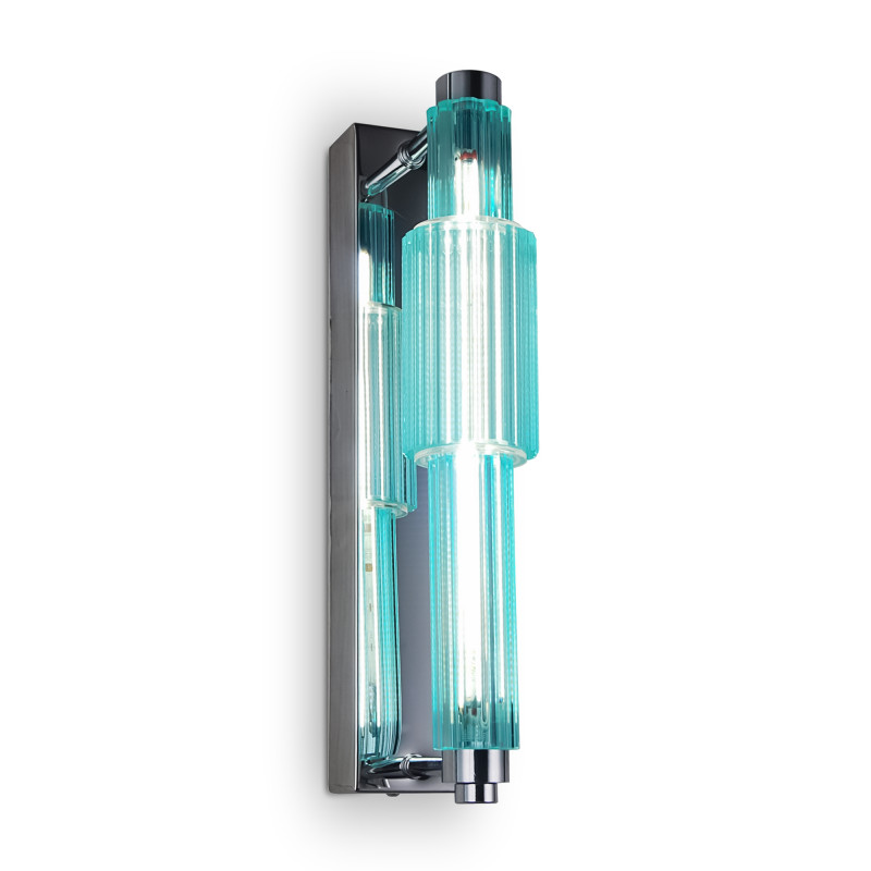 Бра с вертикальным узким плафоном Fuse Crystal Blue Хром Синий Бра с вертикальным узким плафоном Fuse Crystal Blue Хром Синий в Брянске | Loft Concept