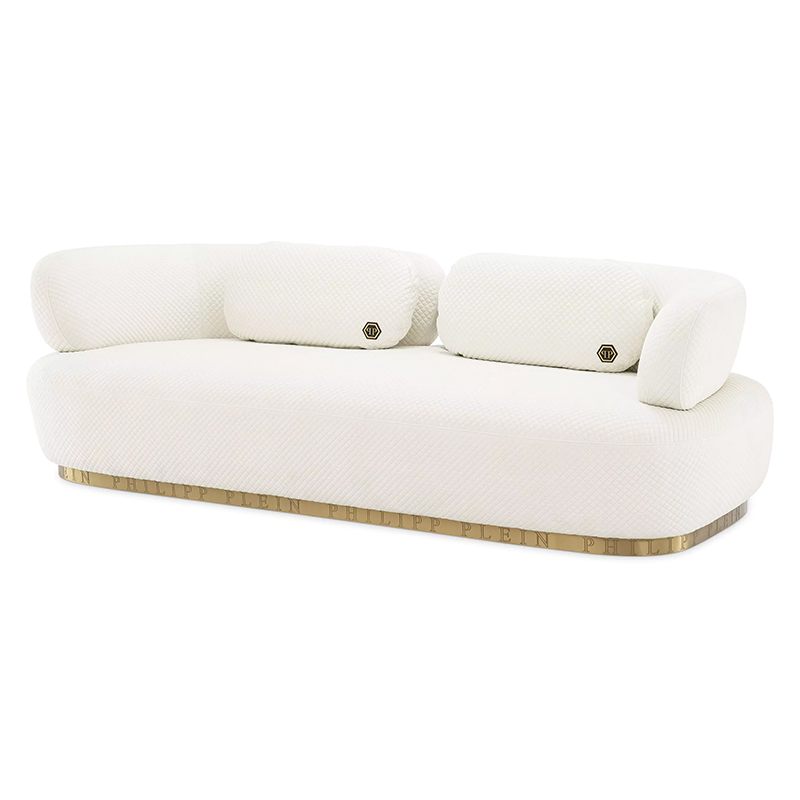 Диван Philipp Plein Sofa Signature Белый Белый Золотой Диван Philipp Plein Sofa Signature Белый Белый Золотой в Брянске | Loft Concept