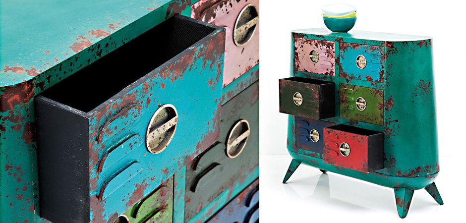 Комод металлический с цветными ящиками Retro Futurismo chest VI Комод металлический с цветными ящиками Retro Futurismo chest VI - Loft-Concept в Брянске