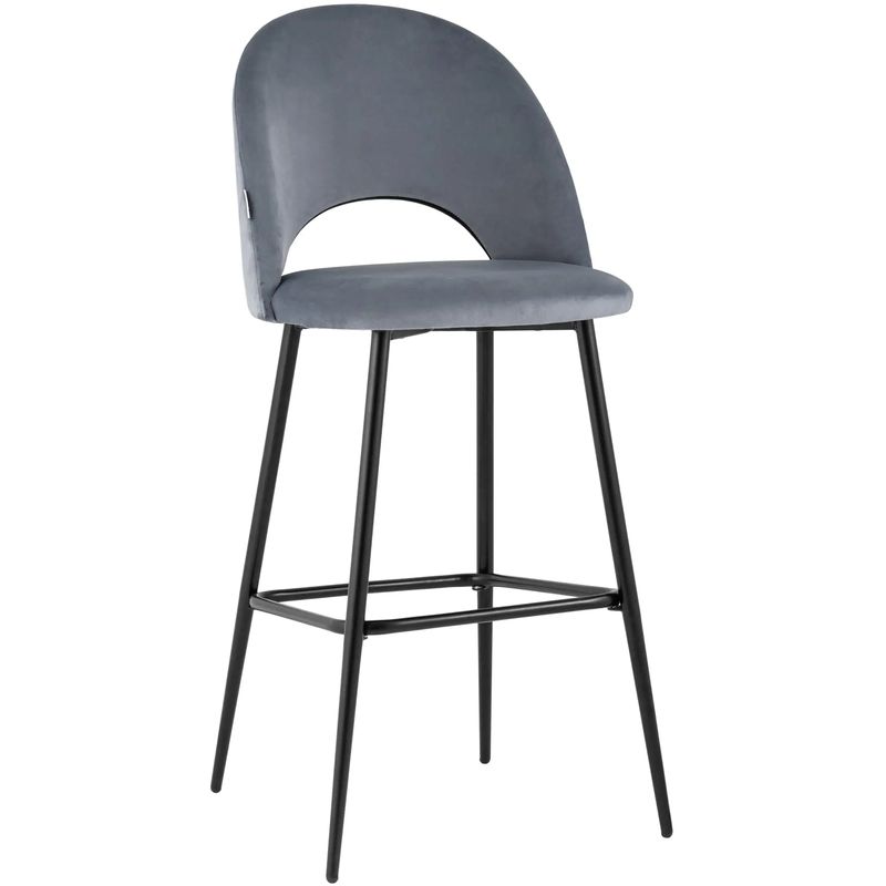 Барный Стул CLIFF Chair Серый Велюр Серый Черный Барный Стул CLIFF Chair Серый Велюр Серый Черный в Брянске | Loft Concept