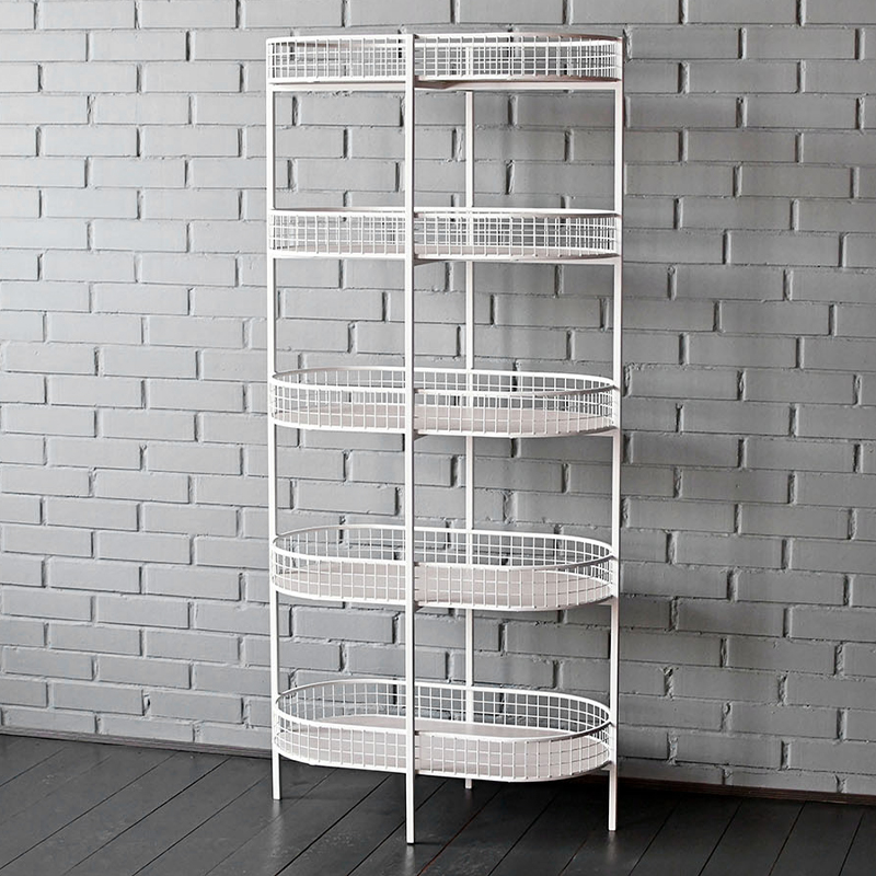 Стеллаж Roan Industrial Metal Rust Rack Белый Древесина Стеллаж Roan Industrial Metal Rust Rack Белый Древесина в Брянске | Loft Concept