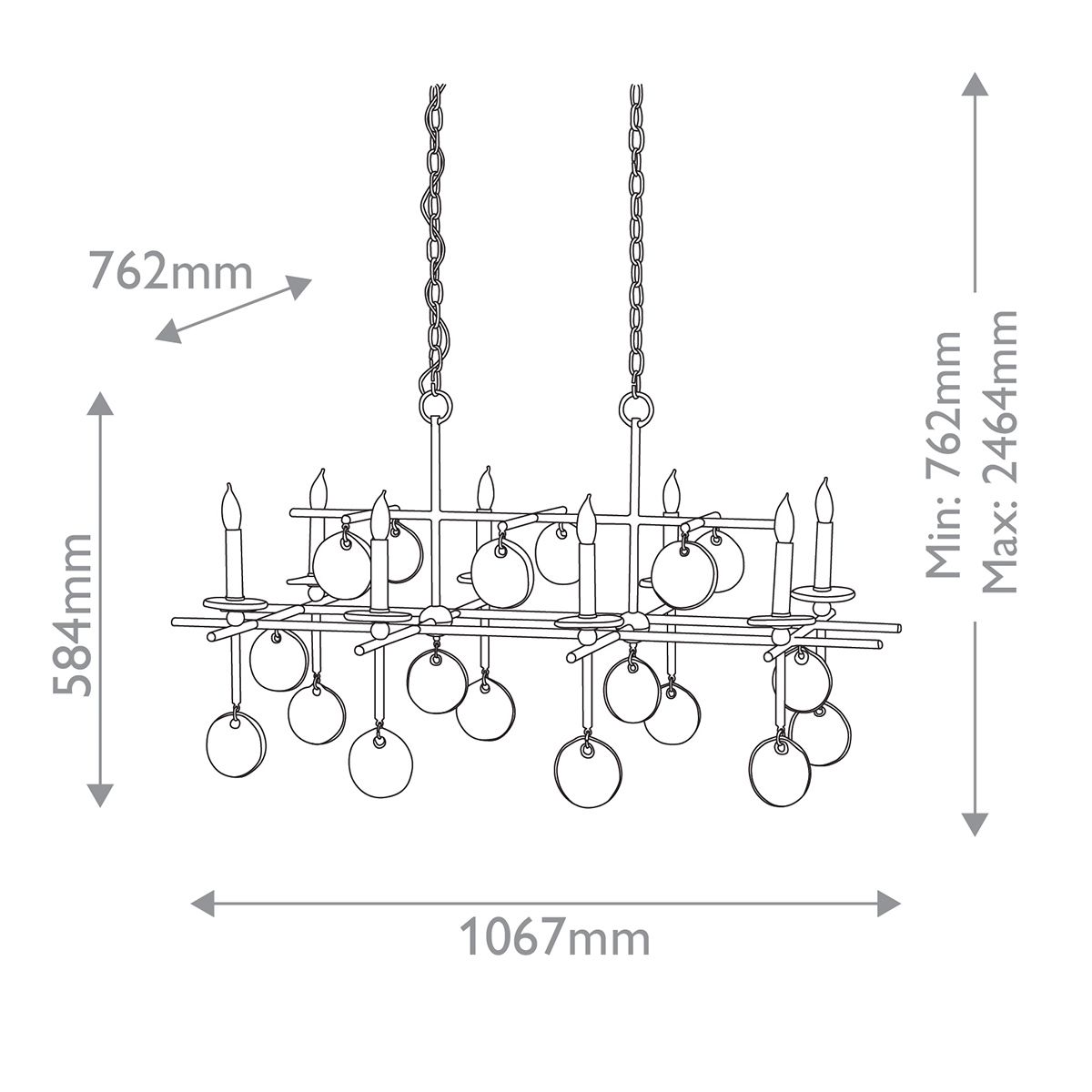 Люстра подвесная с 8-ю лампами и стеклянными круглыми подвесками Currey & Company в Брянске