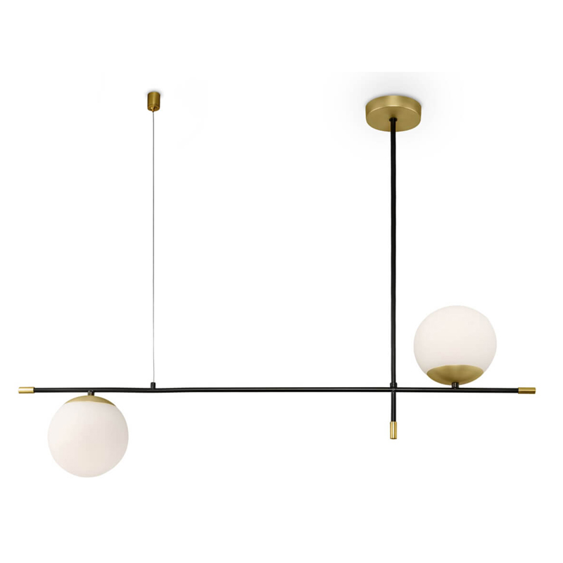 Светильник Spike Two Balls Hanging Lamp Белый Золотой Черный Светильник Spike Two Balls Hanging Lamp Белый Золотой Черный в Брянске | Loft Concept