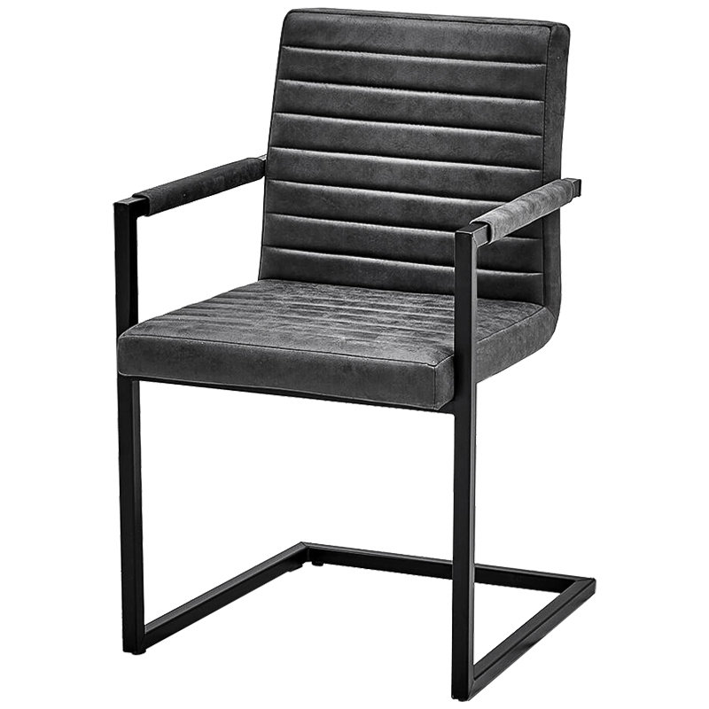 Стул с подлокотниками Dalak Stool Grey Черный Серый Стул с подлокотниками Dalak Stool Grey Черный Серый в Брянске | Loft Concept