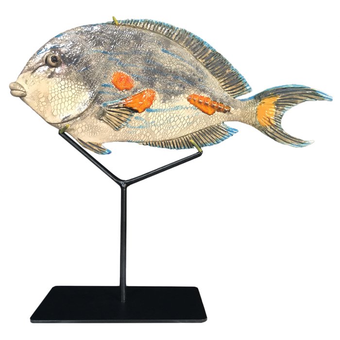 Статуэтка на подставке Gray Fish Серый Черный Белый Статуэтка на подставке Gray Fish Серый Черный Белый в Брянске | Loft Concept