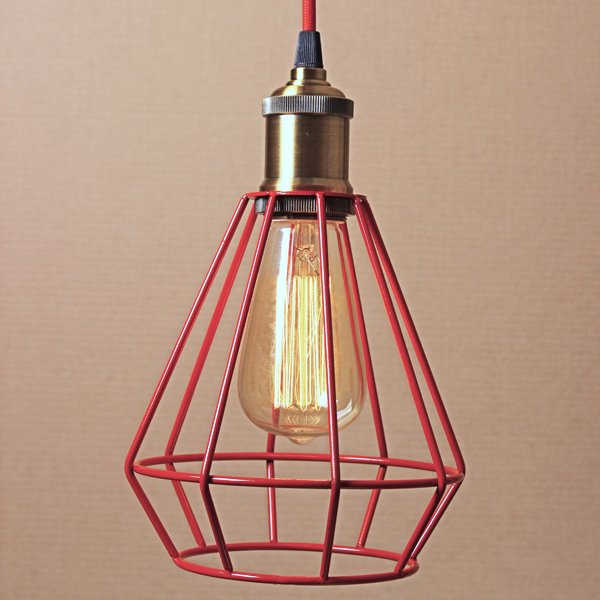 Подвесной светильник Wire Cage Pendant Punch Red Красный в Брянске | Loft Concept 