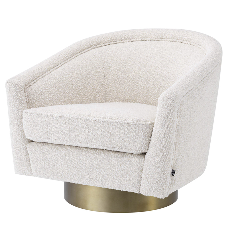 Кресло Eichholtz Swivel Chair Catene Boucle cream Кремовый матовое золото Кресло Eichholtz Swivel Chair Catene Boucle cream Кремовый матовое золото в Брянске | Loft Concept