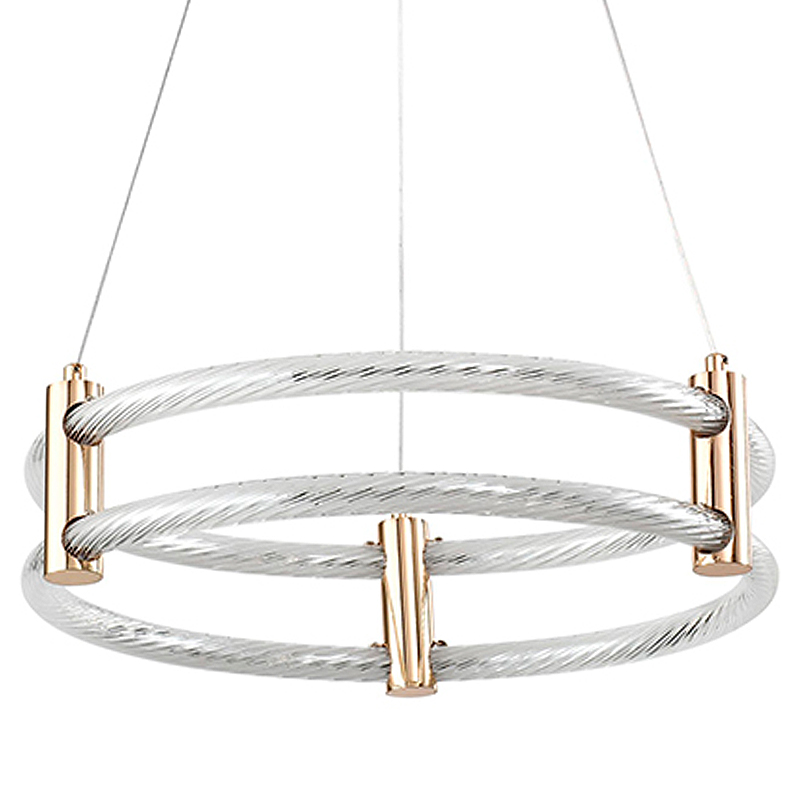 Люстра подвесная светодиодная с 2-мя плафонами в форме колец Lighting Rings Gold Золотой Белый Люстра подвесная светодиодная с 2-мя плафонами в форме колец Lighting Rings Gold Золотой Белый в Брянске | Loft Concept