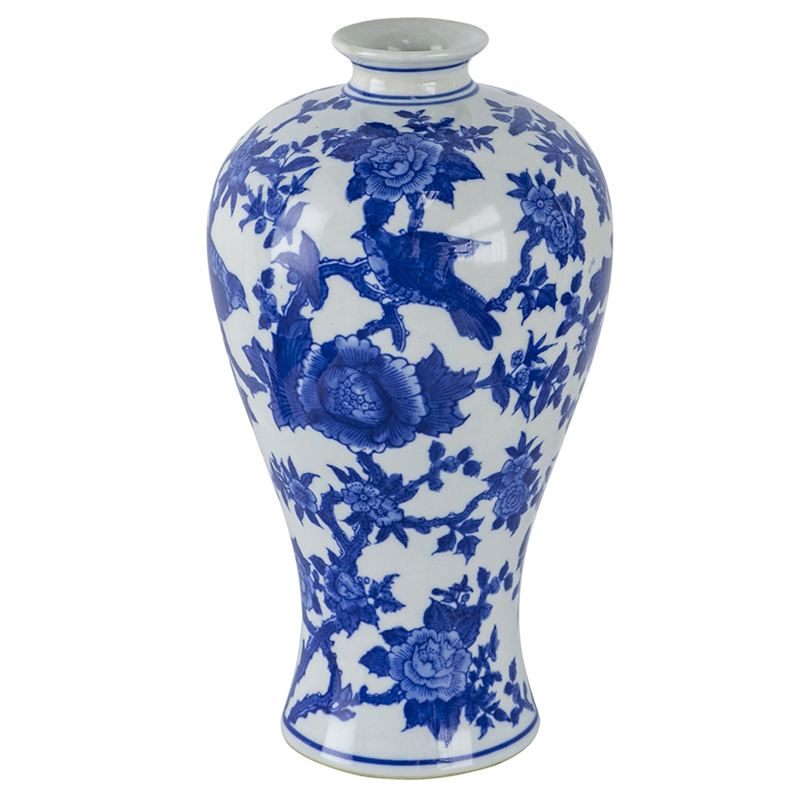 Ваза Bird in Flowers Vase Синий Белый Ваза Bird in Flowers Vase Синий Белый в Брянске | Loft Concept