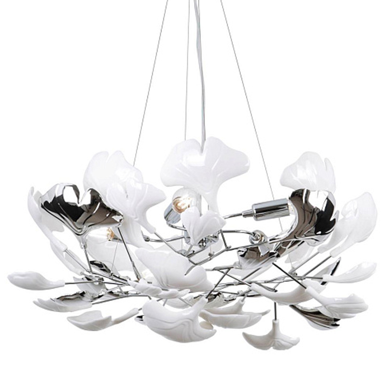 Люстра Wintery flover Chrome с Белыми декоративными плафонами Хром Белый Люстра Wintery flover Chrome с Белыми декоративными плафонами Хром Белый в Брянске | Loft Concept
