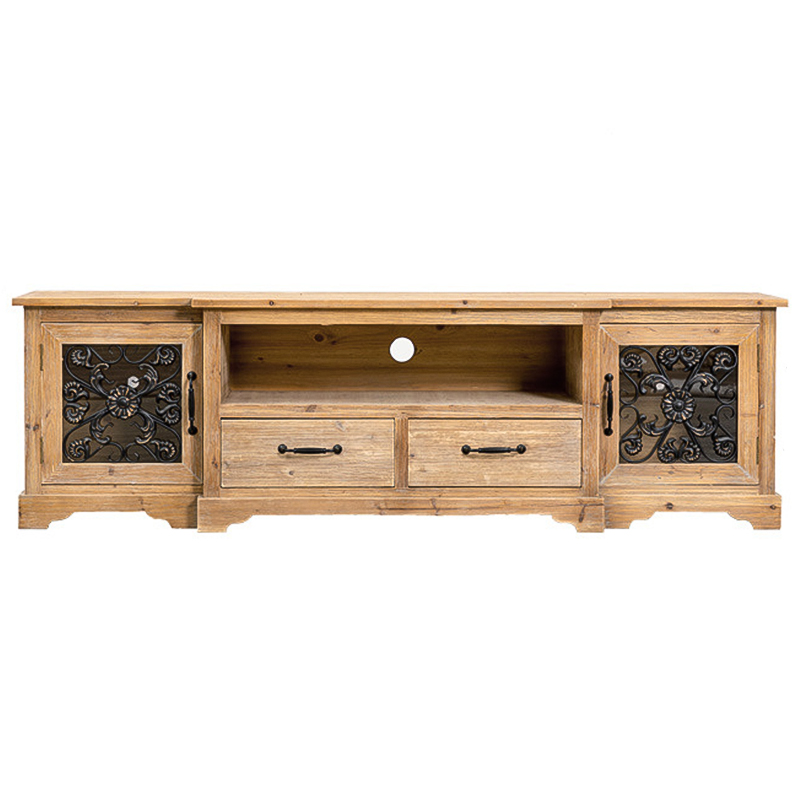 ТВ-Тумба Basile Provence Wood TV Stand Коричневый Древесина Прозрачное Стекло Черный ТВ-Тумба Basile Provence Wood TV Stand Коричневый Древесина Прозрачное Стекло Черный в Брянске | Loft Concept