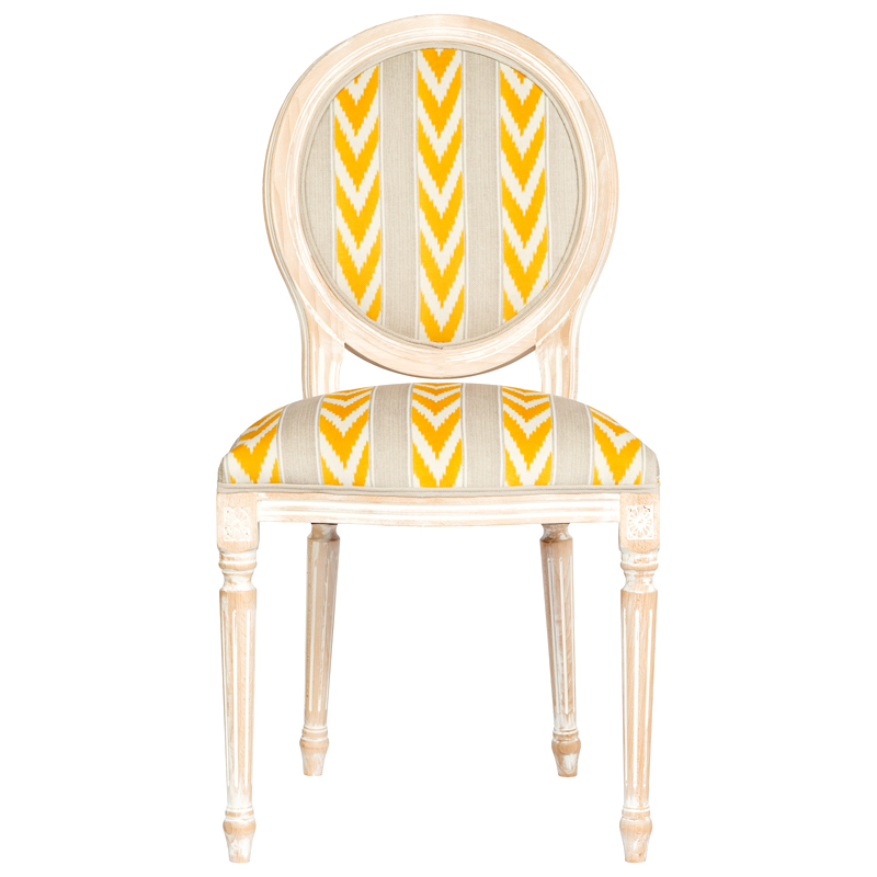 Стул Ikat Pattern с желтым узором Белый Желтый Бежевый в Брянске | Loft Concept 