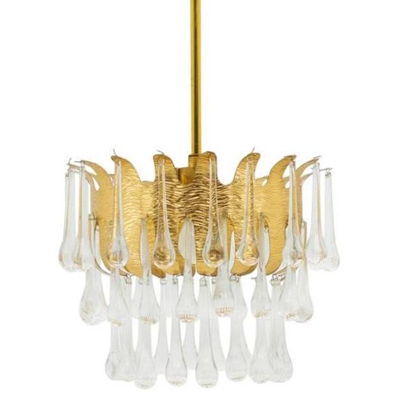 Люстра Ernst Palme Glass and Gilded Brass Chandelier Золотой Люстра Ernst Palme Glass and Gilded Brass Chandelier Золотой в Брянске | Loft Concept