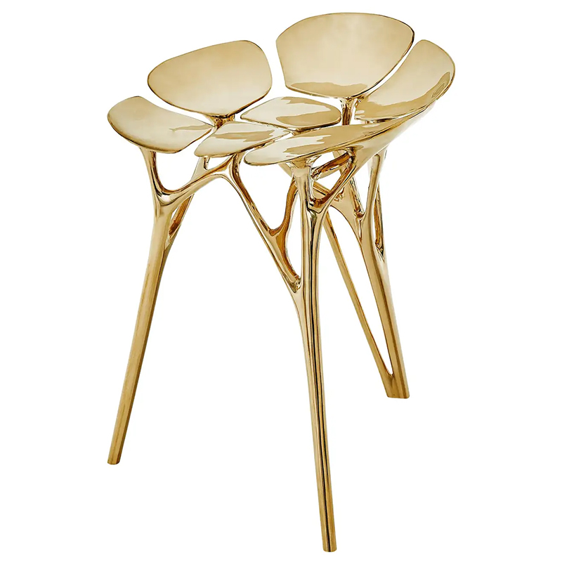Барный стул Lotus Stool Side Table Gold Organic Form Золотой в Брянске | Loft Concept 