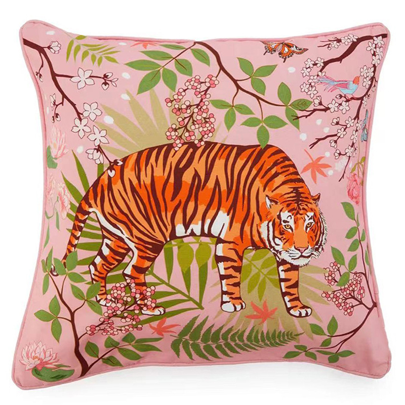 Декоративная подушка Tiger Pink Velvet Cushion Розовый Мульти Декоративная подушка Tiger Pink Velvet Cushion Розовый Мульти в Брянске | Loft Concept
