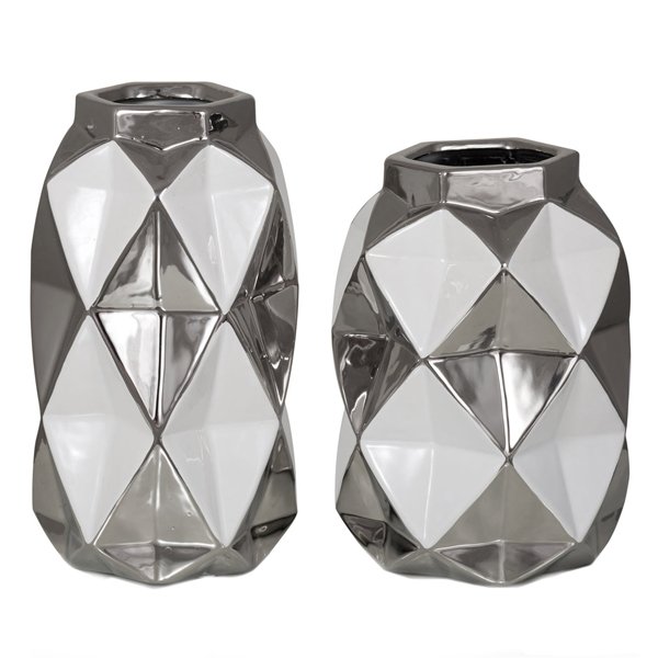 Ваза Origami Silver Серебряный Белый Ваза Origami Silver Серебряный Белый в Брянске | Loft Concept