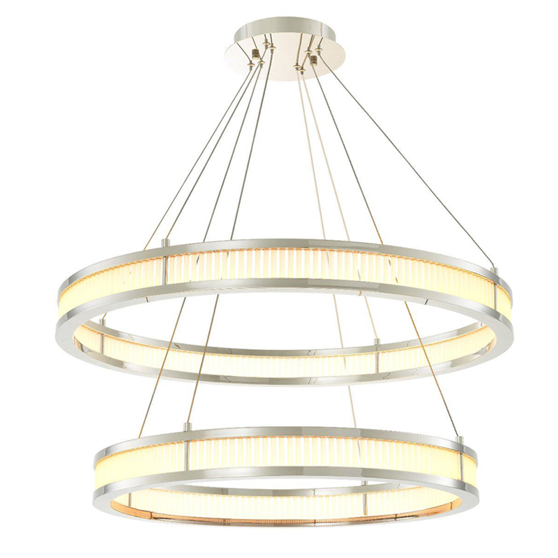 Люстра Eichholtz Chandelier Damien Double Nickel Никель Белое матовое стекло Люстра Eichholtz Chandelier Damien Double Nickel Никель Белое матовое стекло в Брянске | Loft Concept