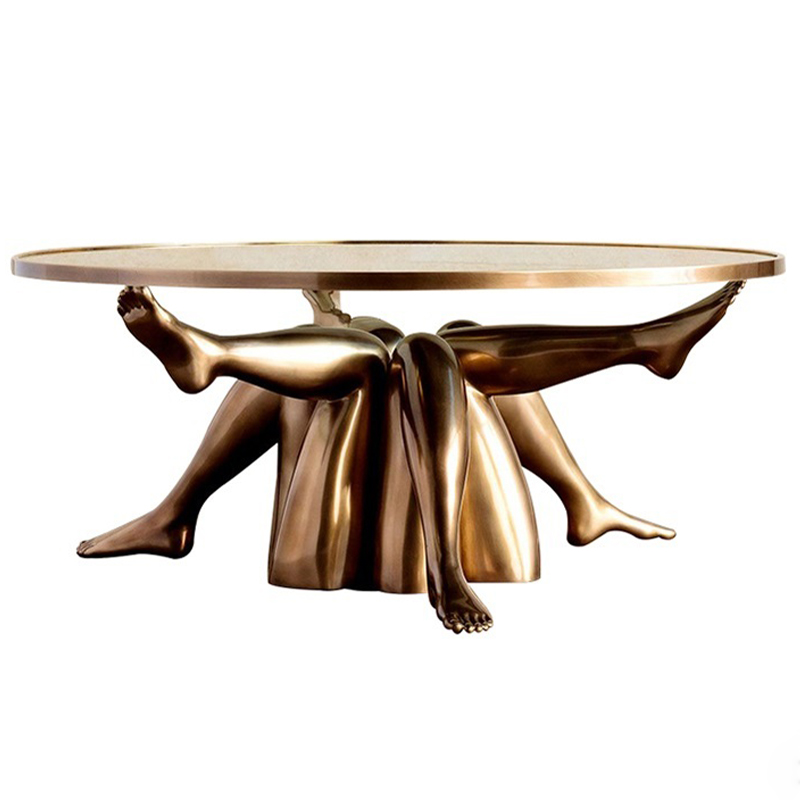 Журнальный стол дизайн Kelly Wearstler Superluxe Isadora Table Латунь Прозрачное Стекло в Брянске | Loft Concept 