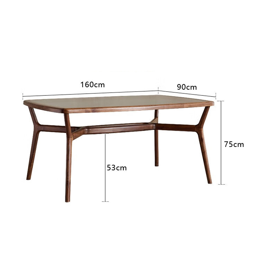Стол обеденный с каркасом из дерева и стеклянной столешницей Walnut Dining Table в Брянске