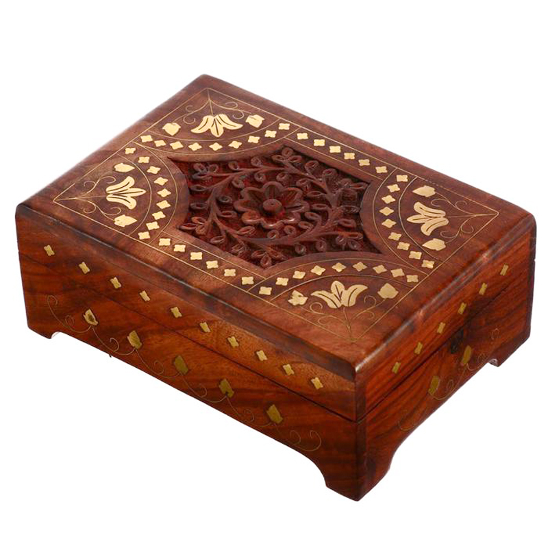 Шкатулка Fulari Indian Inlay Box Коричневый Шкатулка Fulari Indian Inlay Box Коричневый в Брянске | Loft Concept