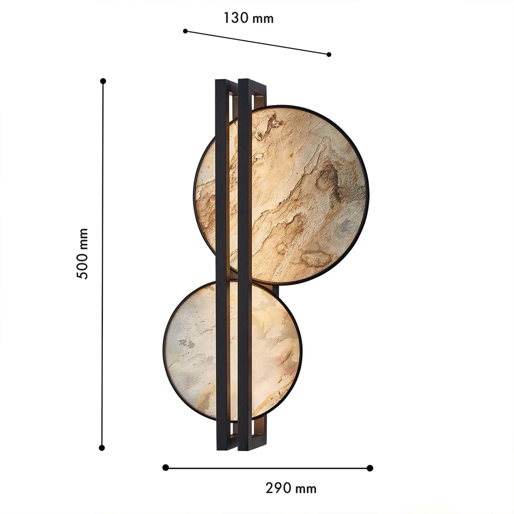Бра из двух каменных дисков в металлической раме Constellation в Брянске