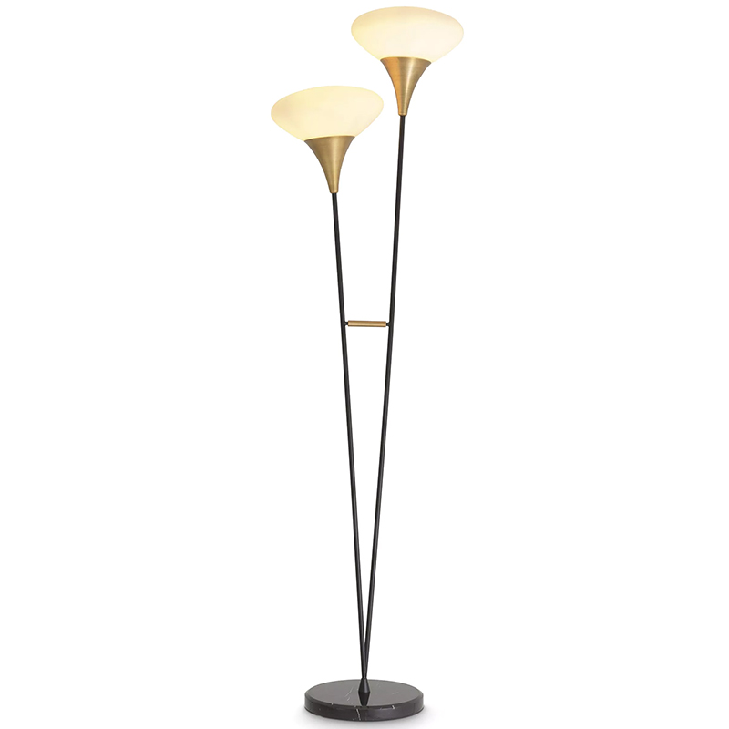 Торшер Eichholtz Floor Lamp Duco Латунь Белый Черный Черный Мрамор Nero Торшер Eichholtz Floor Lamp Duco Латунь Белый Черный Черный Мрамор Nero в Брянске | Loft Concept