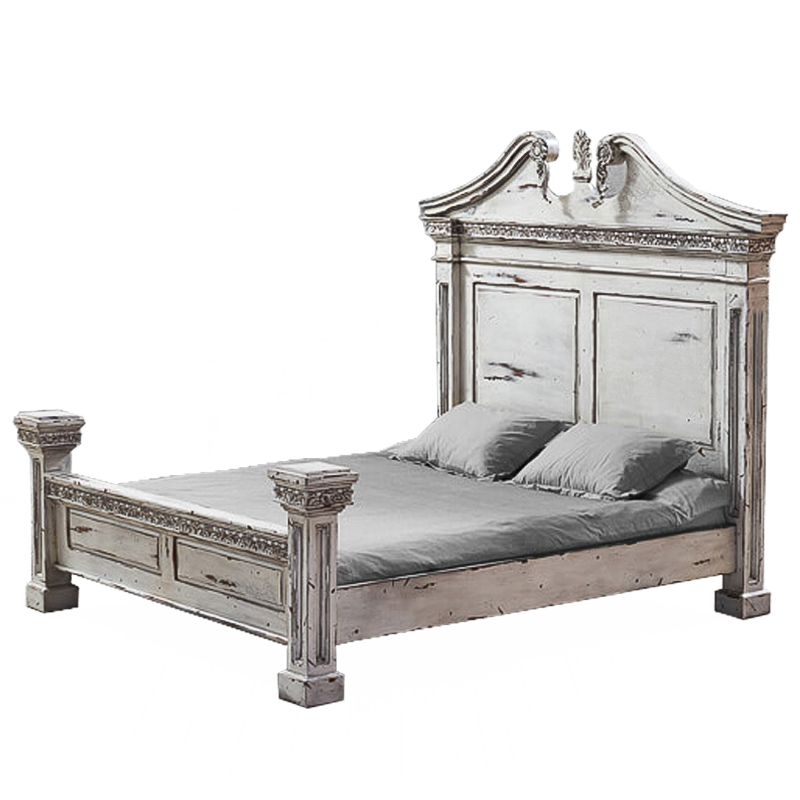 Кровать Gothic Style Bed White Белый винтажная патина Кровать Gothic Style Bed White Белый винтажная патина в Брянске | Loft Concept