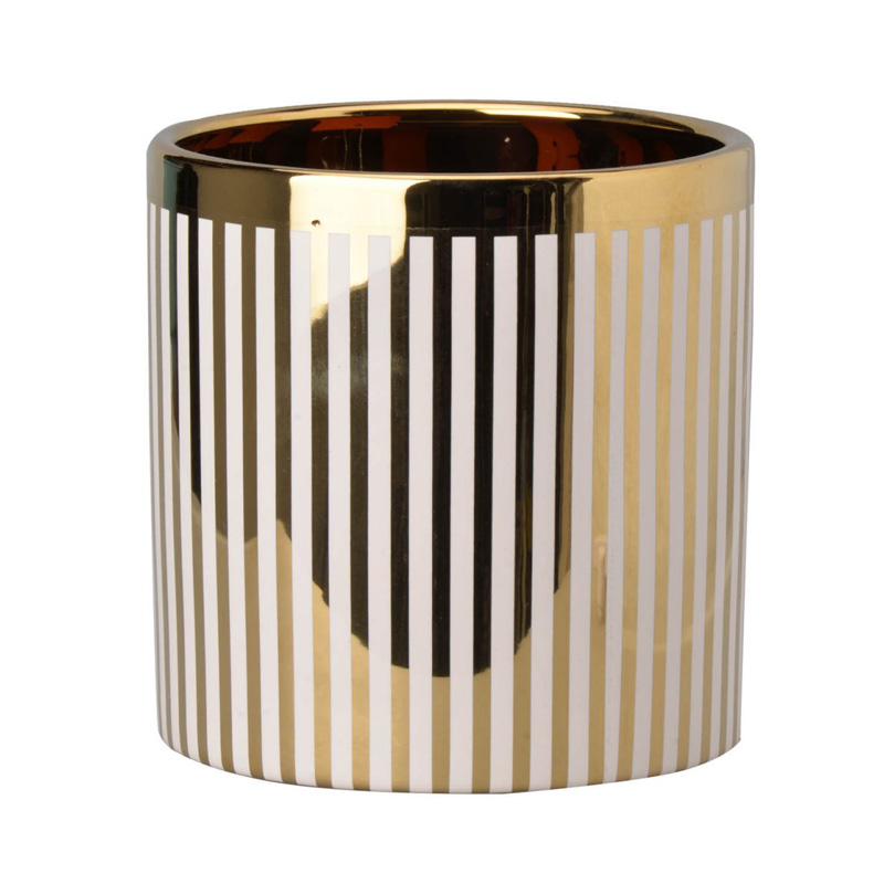 Ваза Gold & White Stripes Белый Золотой Ваза Gold & White Stripes Белый Золотой в Брянске | Loft Concept