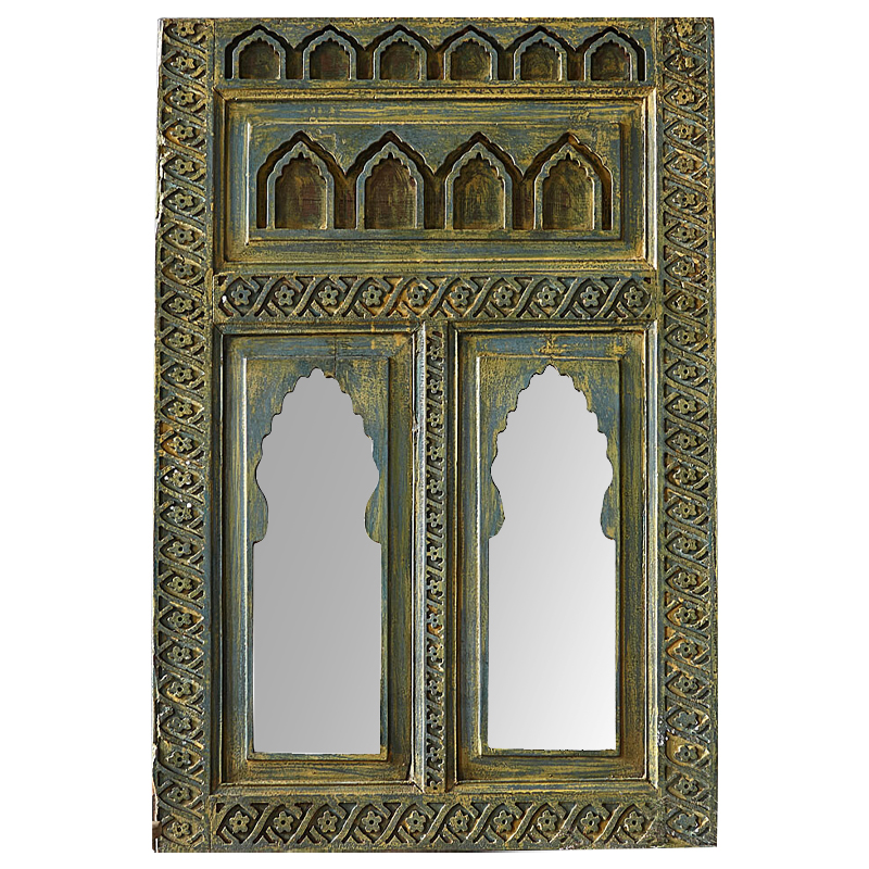 Зеркало Adah Grey Mango Carved Mirror Зеленый в Брянске | Loft Concept 