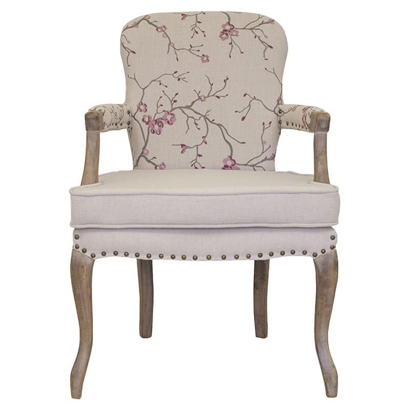 Кресло с изображением сакуры Aubrey Classical Armchair beige flax Бежевый Коричневый Розовый Кресло с изображением сакуры Aubrey Classical Armchair beige flax Бежевый Коричневый Розовый в Брянске | Loft Concept