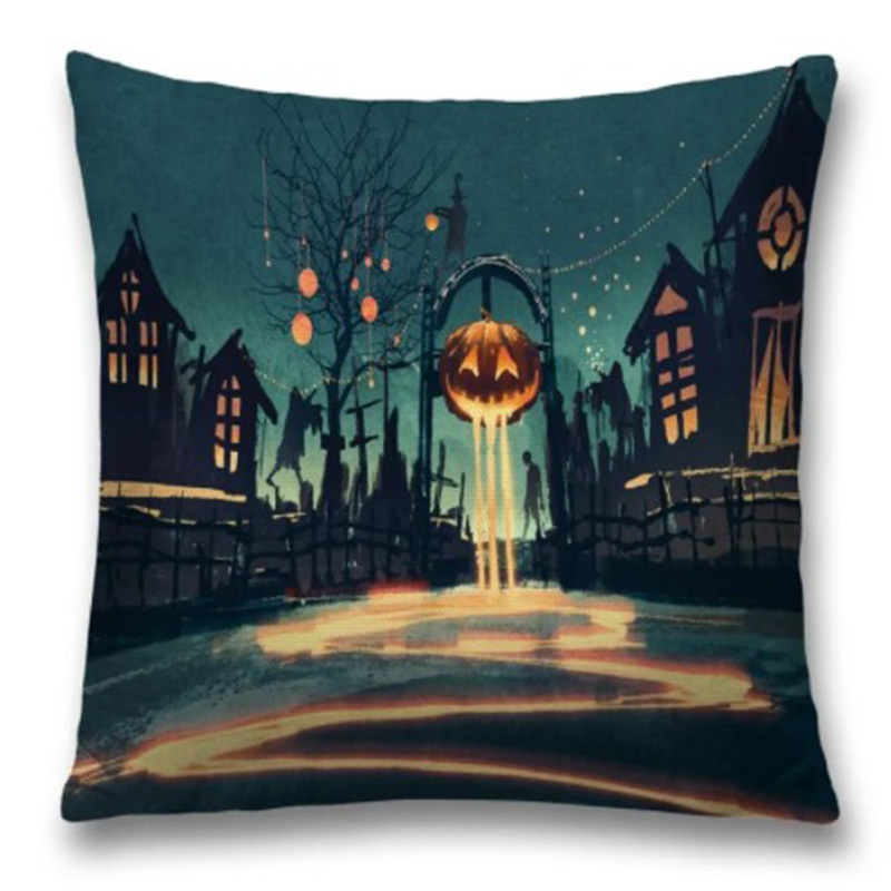 Подушка Halloween Alleyway Черный Синий Оранжевый Подушка Halloween Alleyway Черный Синий Оранжевый в Брянске | Loft Concept