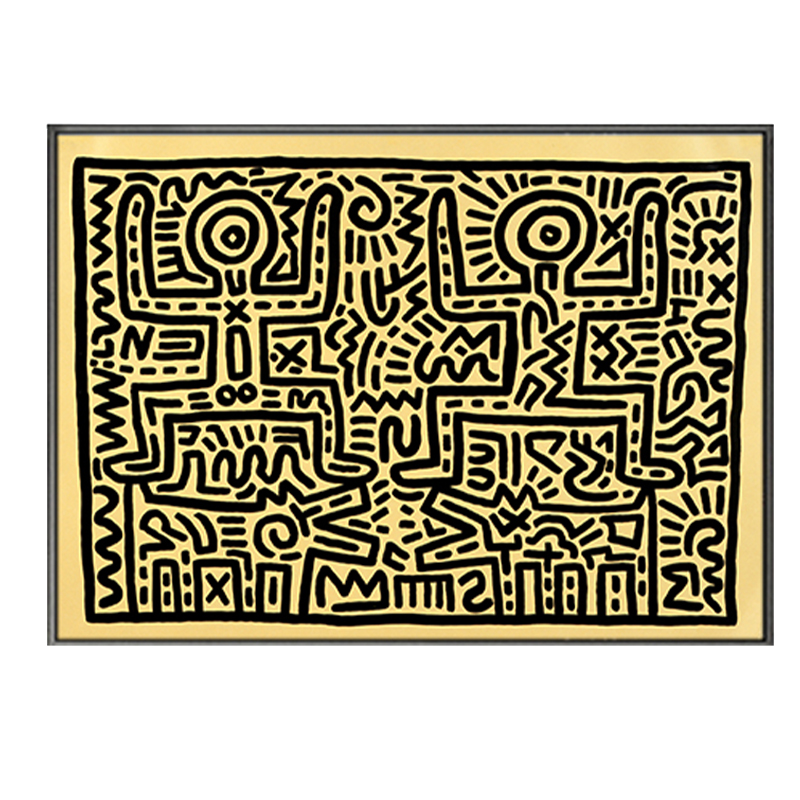 Постер Keith Haring 8 Черный Бежевый Постер Keith Haring 8 Черный Бежевый в Брянске | Loft Concept