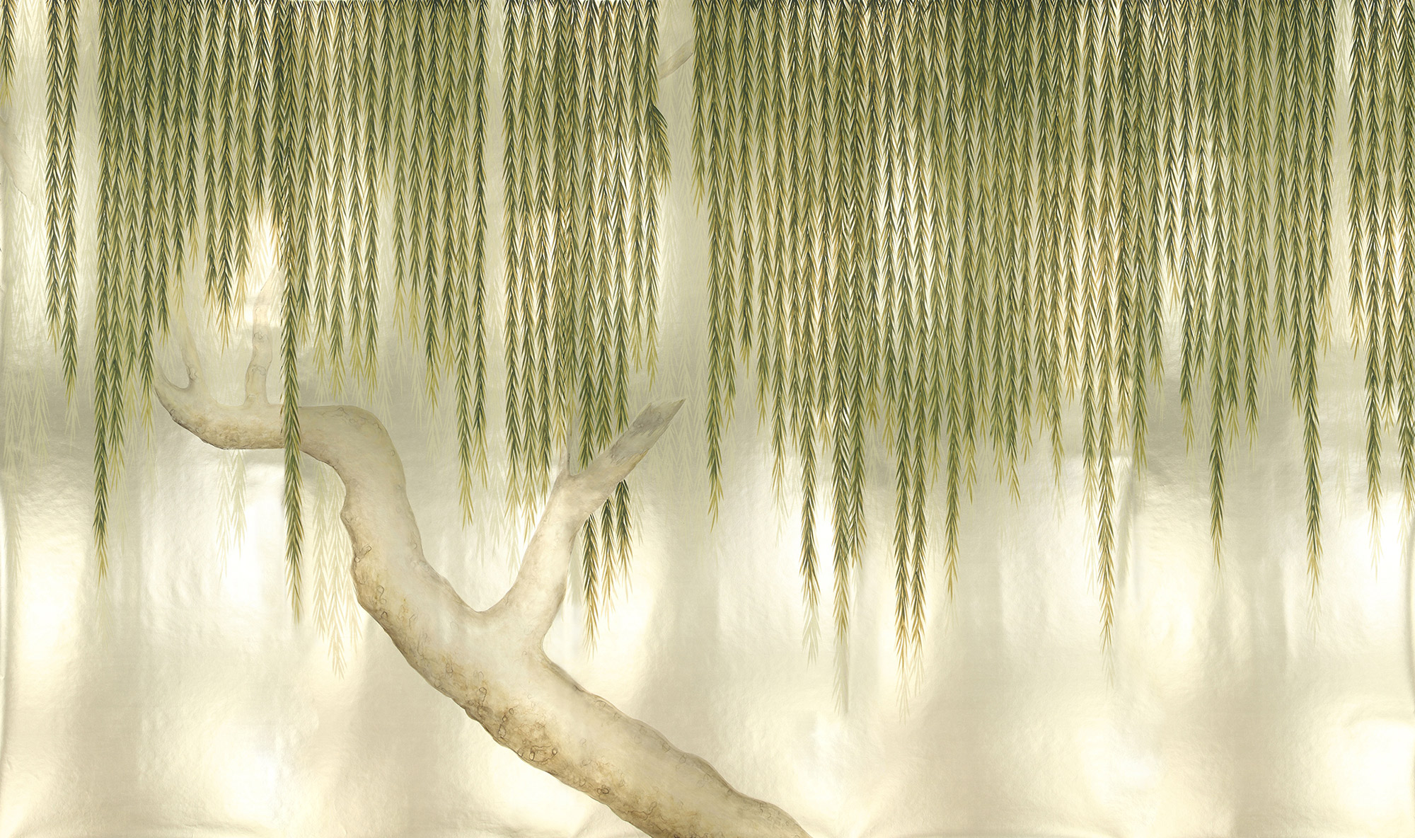 Обои ручная роспись Willow Original colourway on Champagne Gold gilded paper Обои ручная роспись Willow Original colourway on Champagne Gold gilded paper - постер Loft-Concept в Брянске